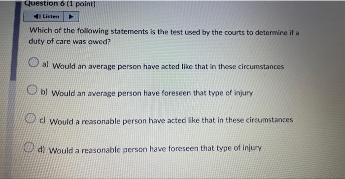 Which of the following statements is the test