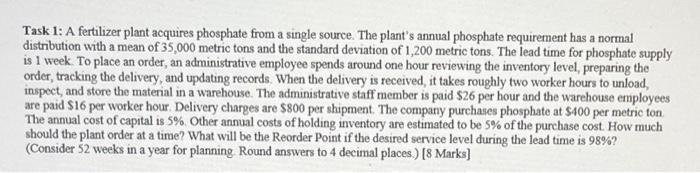 Task 1: A fertilizer plant acquires phosphate