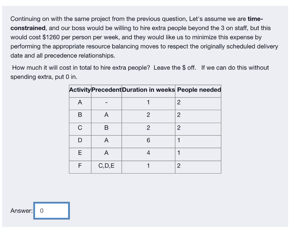 Let's say we've put our schedule together and
