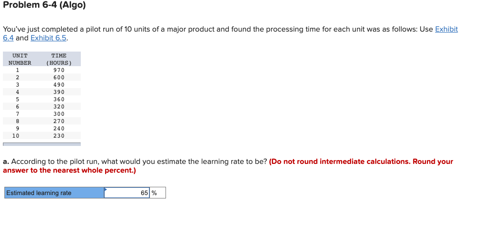 Problem 6-4 (Algo) You've just completed a pilot