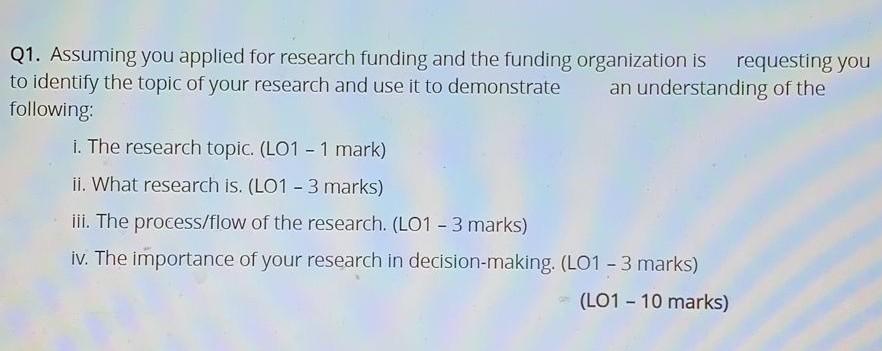 Q1. Assuming you applied for research funding and