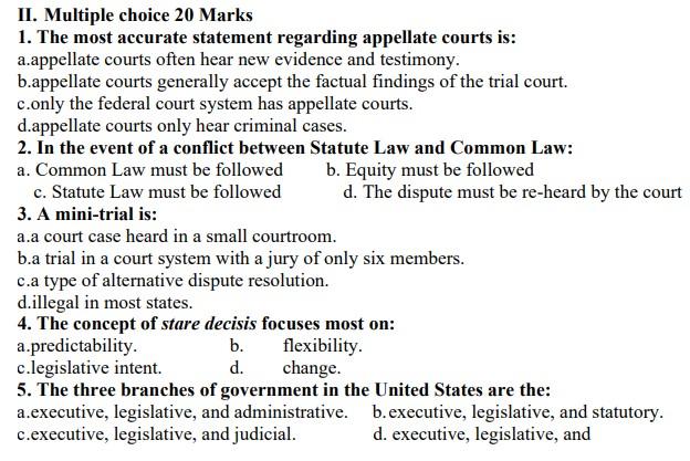 II. Multiple choice 20 Marks 1. The most accurate