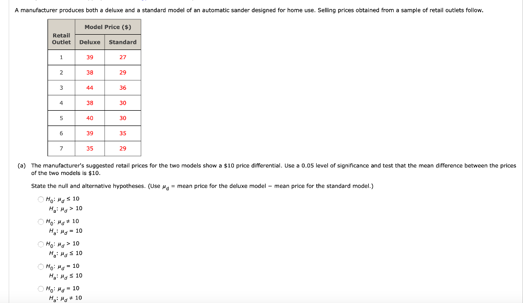 (a) The manufacturer's suggested retail prices