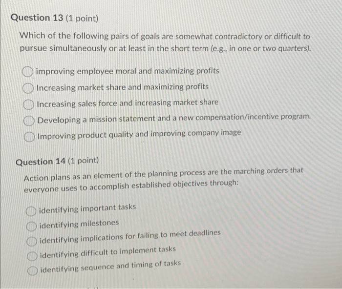 Question 13 (1 point) Which of the following