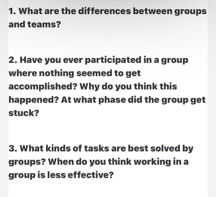 1. What are the differences between groups and