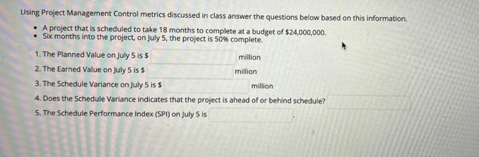 Using Project Management Control metrics