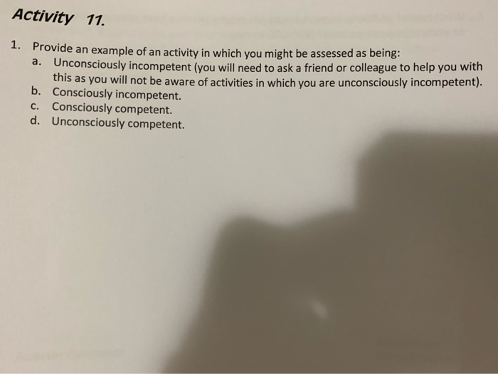 Activity 11. 1. Provide an example of an activity