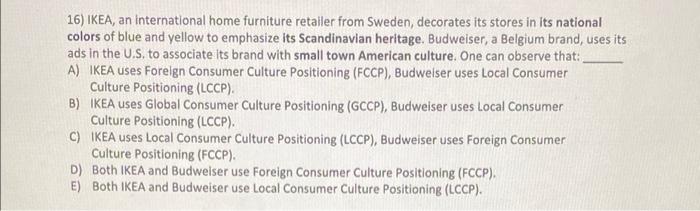 16) IKEA, an International home furniture