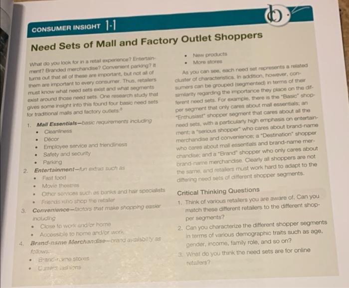 Instructions: Please read the Consumer Insight