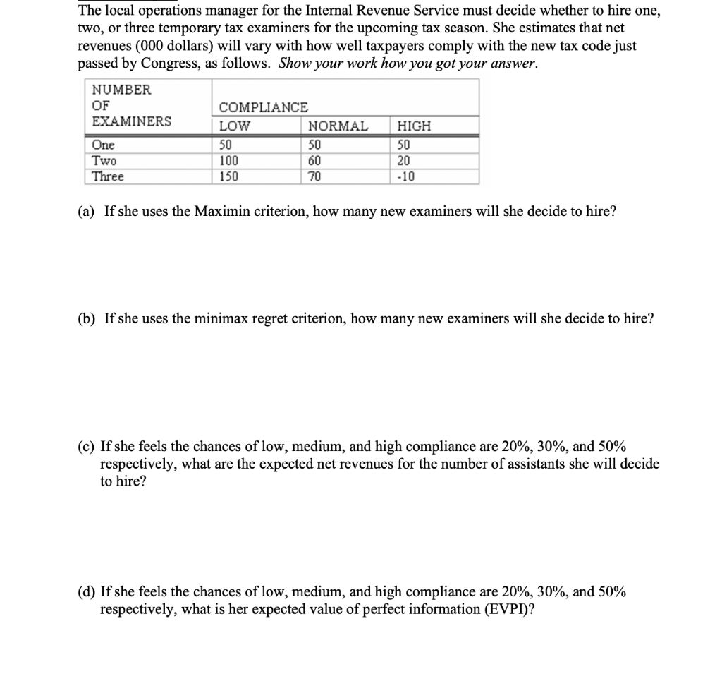 How do I solve this? The local operations manager