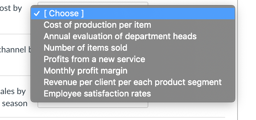 Match objectives and measures within the Finance