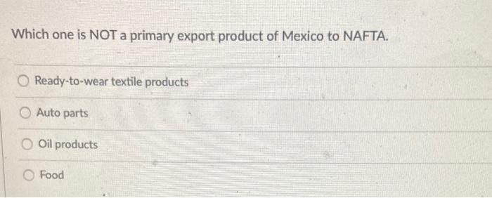 Which one is NOT a primary export product of