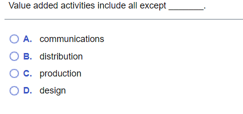Value added activities include all except A.
