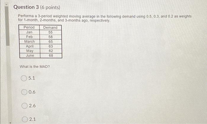 Question 3 (6 points) Performa a 3-period