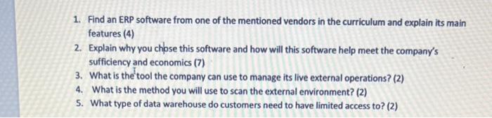1. Find an ERP software from one of the mentioned