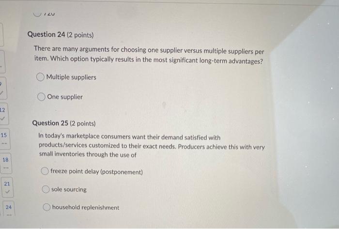 ILU Question 24 (2 points) There are many