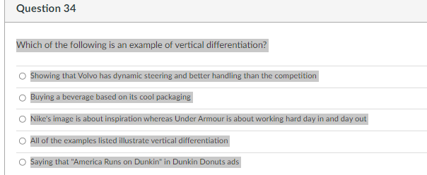 Question 34 Which of the following is an example