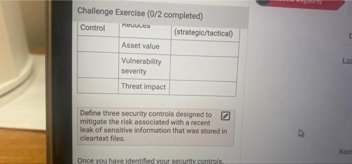 Challenge Exercise (0/2 completed) Reduces