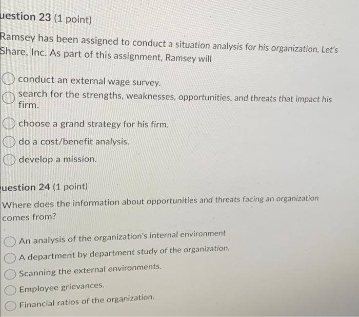 uestion 23 (1 point) Ramsey has been assigned to