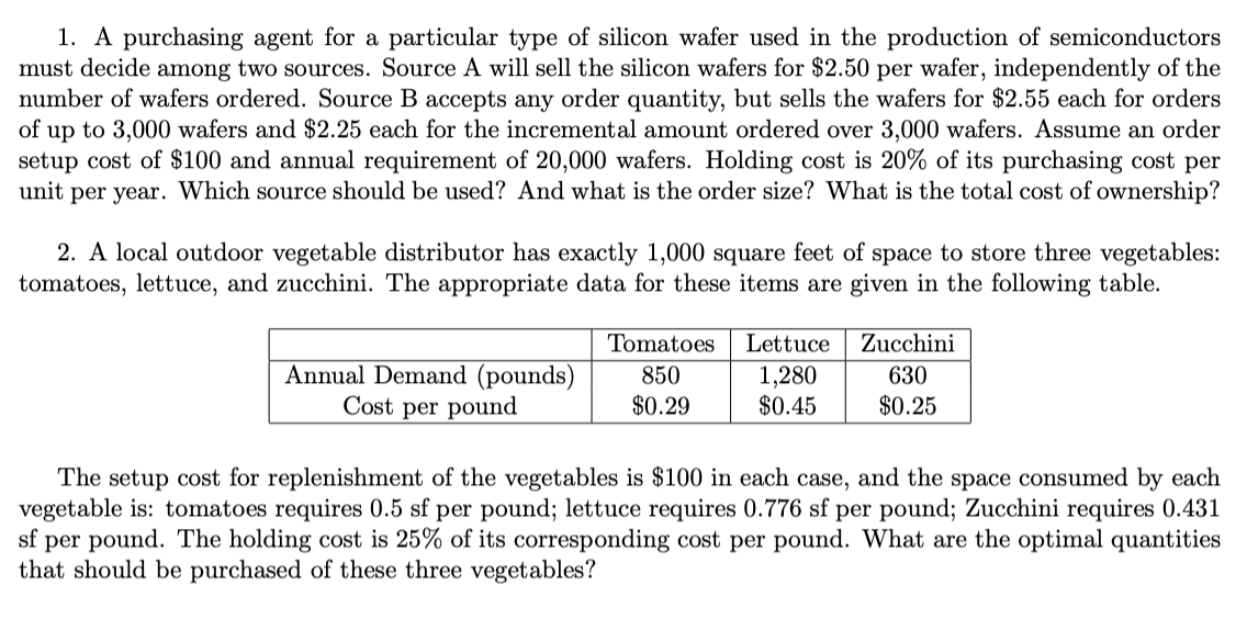 1. A purchasing agent for a particular type of