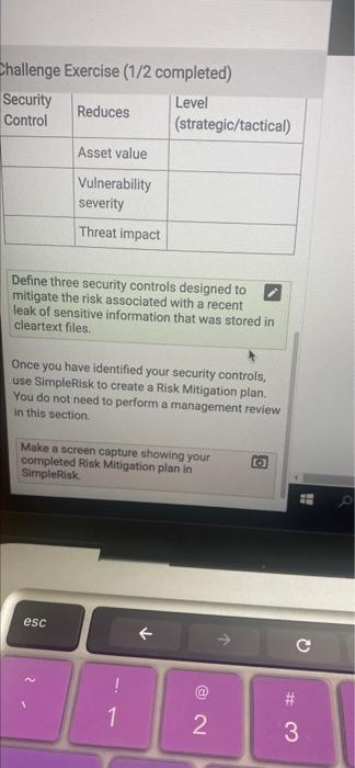 Challenge Exercise (0/2 completed) Reduces