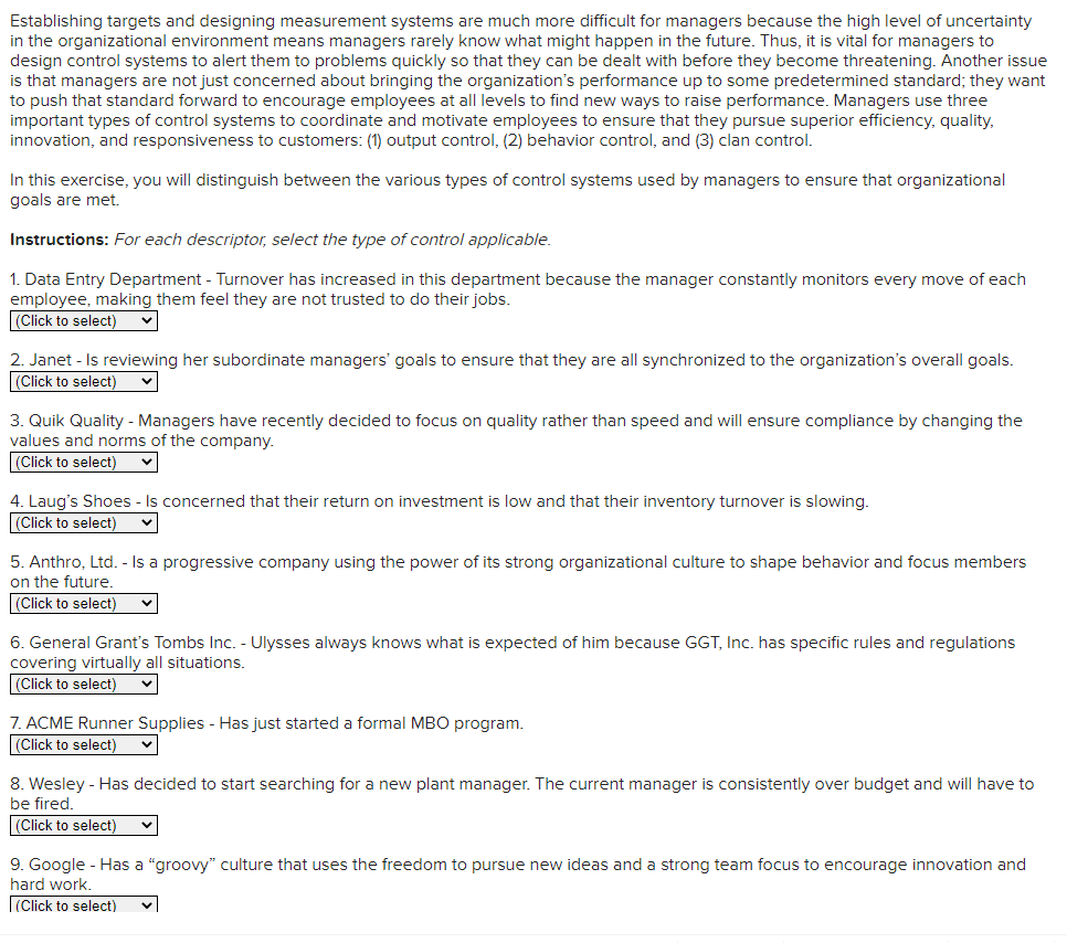 Read the instructions - for each description