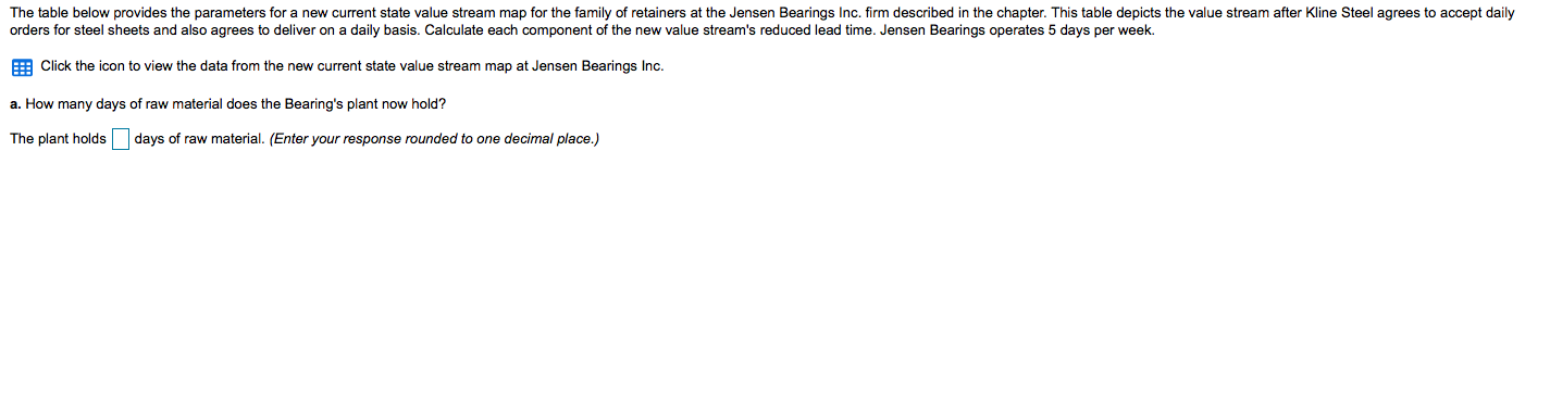 The table below provides the parameters for a new