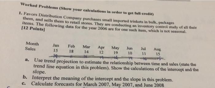 Worked Problems (Show your caleulations in order