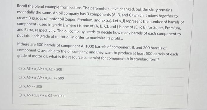 Recall the blend example from lecture. The