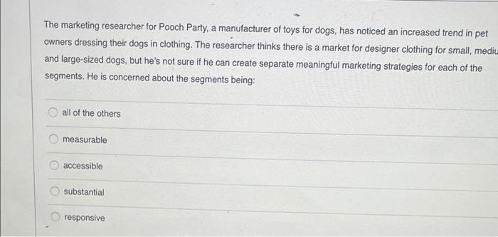 The marketing researcher for Pooch Party, a