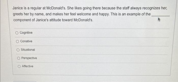 Janice is a regular at McDonald's. She likes