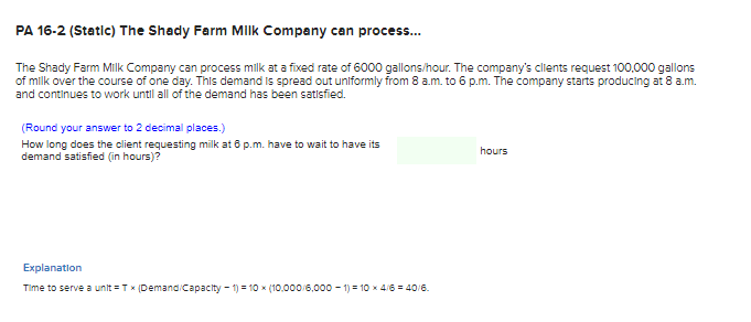 PA 16-2 (Static) The Shady Farm Milk Company can