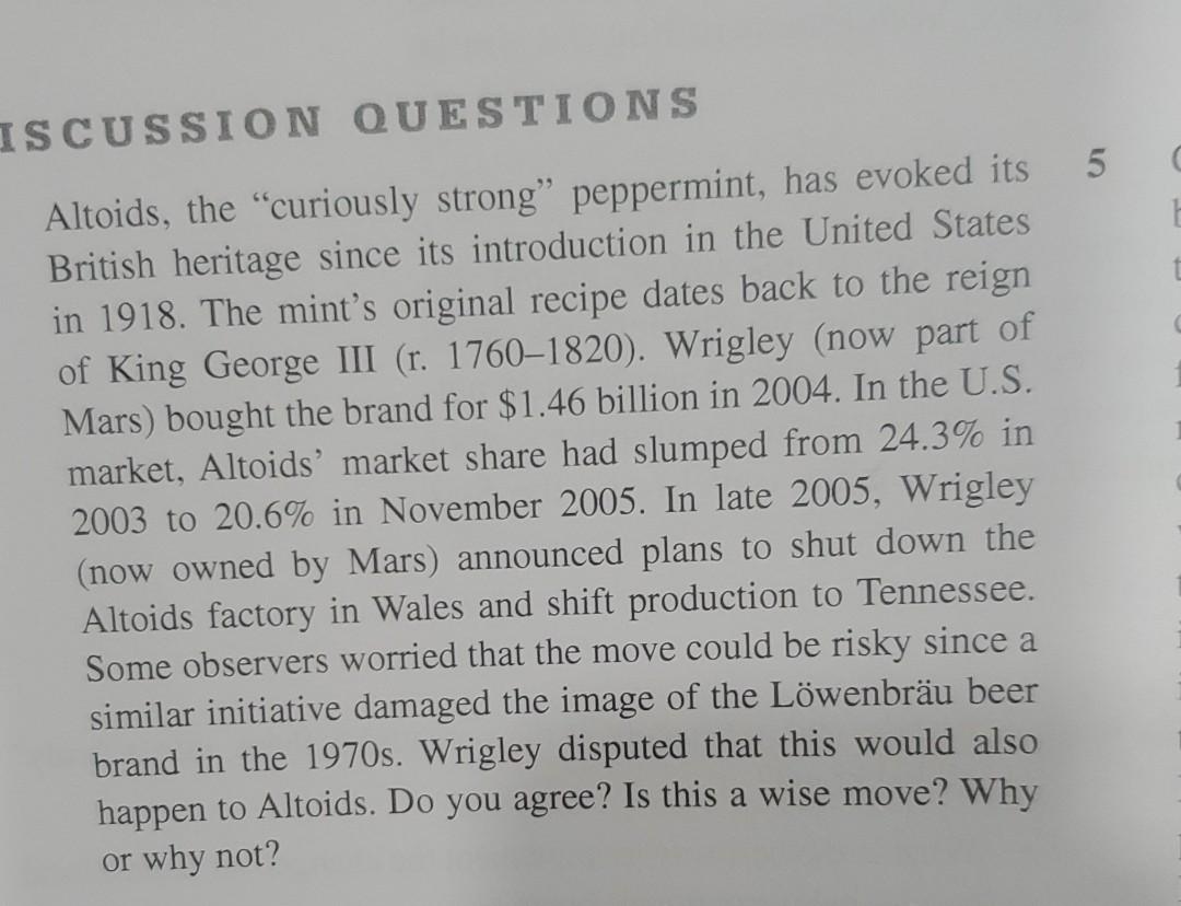 ISCUSSION QUESTIONS 5 Altoids, the "curiously