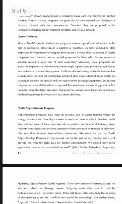 NESTL TRAINING AND DEVELOPMENT Introduction