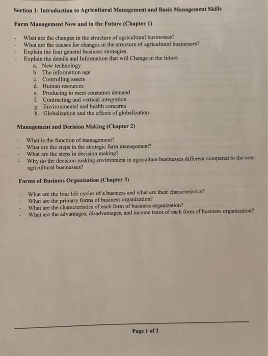 please answer the following Section 1: