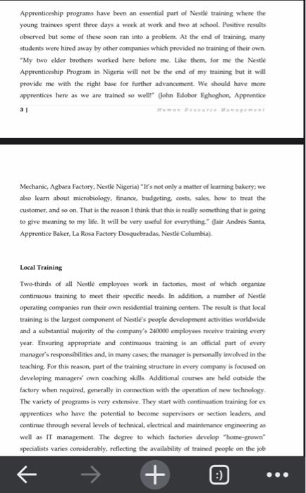 NESTL TRAINING AND DEVELOPMENT Introduction