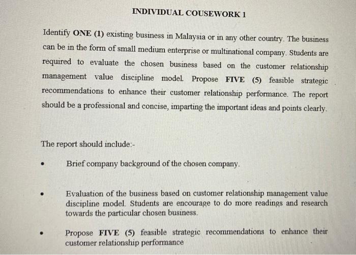 for 2000 words INDIVIDUAL COUSEWORK 1 Identify