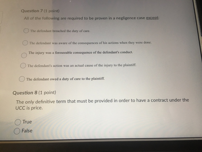 Question 5 (1 point) Which of the following is