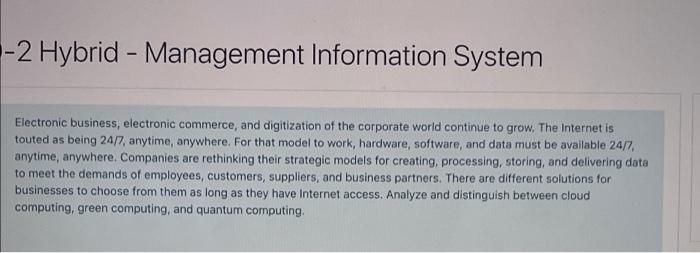 please send the answer so fast -2 Hybrid -