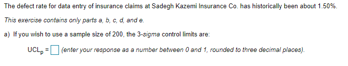 The defect rate for data entry of insurance