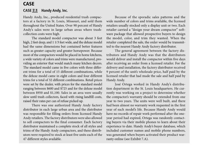 a CASE CASE 7.1 Handy Andy, Inc. Handy Andy,