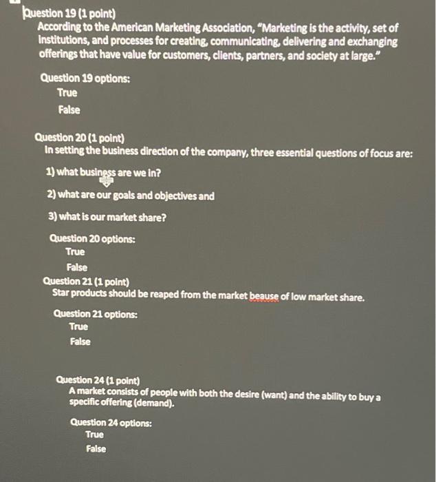 Question 19 (1 point) According to the American