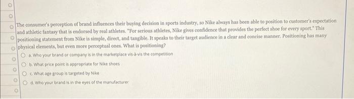 The consumer's perception of brand influences