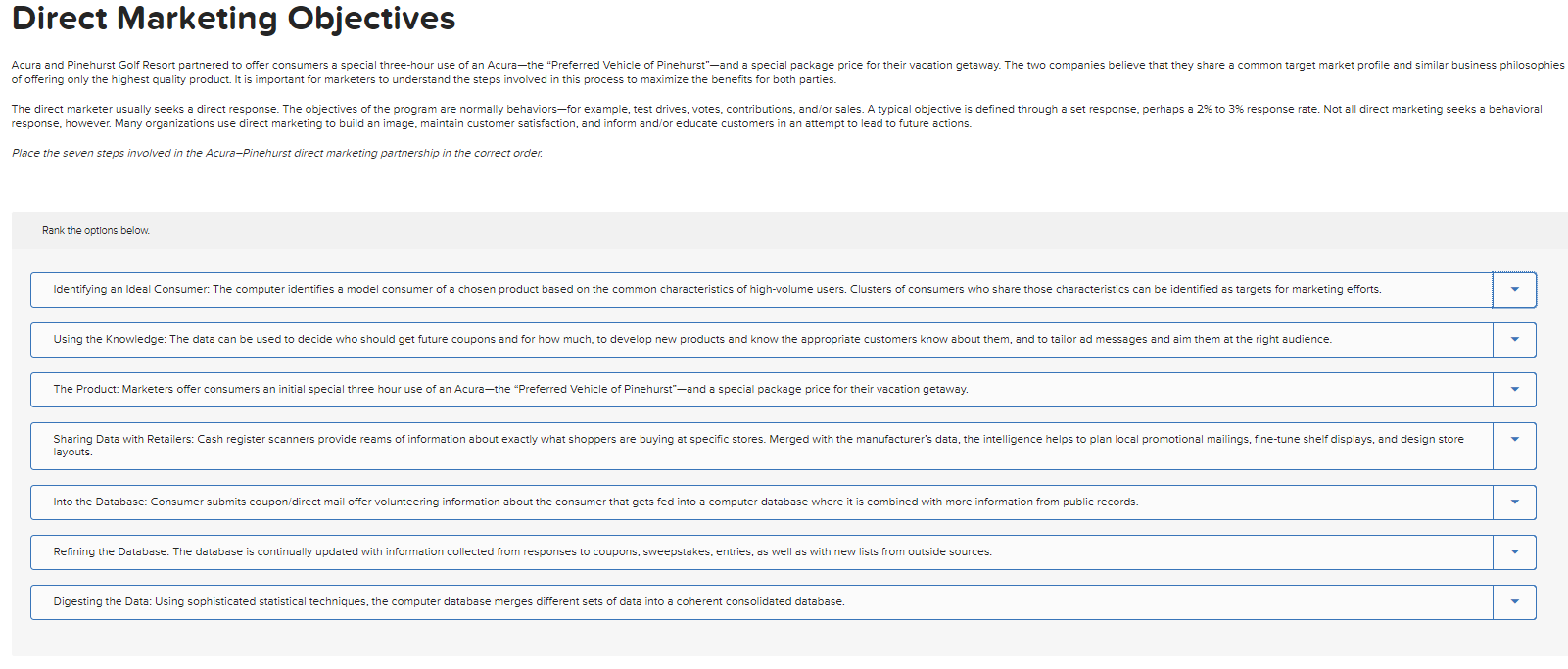 Direct Marketing Objectives Acura and Pinehurst