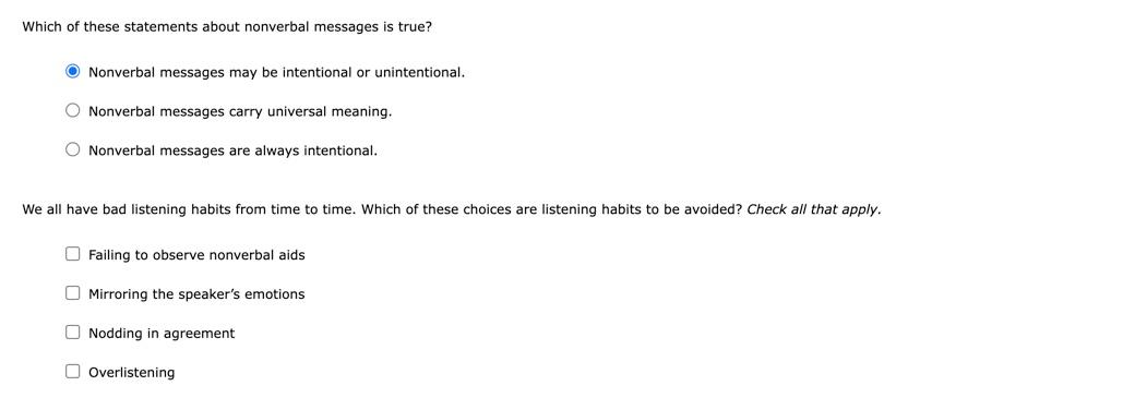 Which of these statements about nonverbal