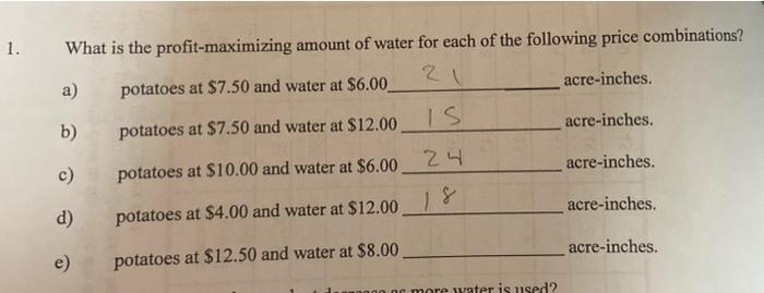 7.50 cwt for potatoes 1. What is the