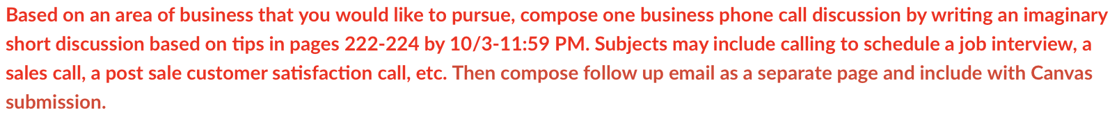 Based on an area of business that you would like