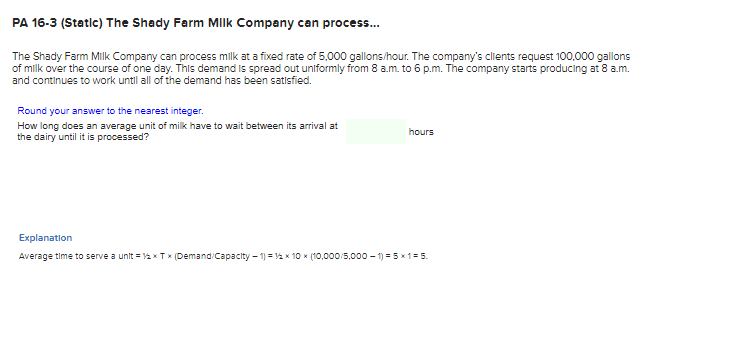 PA 15-3 (Static) The Shady Farm Milk Company can