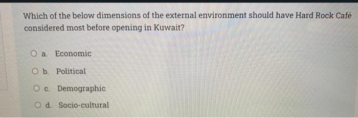 Which of the below dimensions of the external