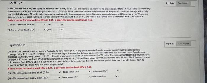 QUESTION 1 2 points SA Mark Gunther and Sony are